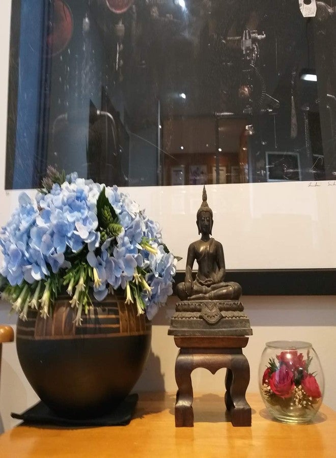 CoziNest Mini Table Buddha Statue Stand Worship Pedestal Furniture Display Stand Wooden Square Shape Solid Thai Handmade Teak Wood Base Holder for Small Little Things Statues Items (W5 x D5 x H4) - Image 2